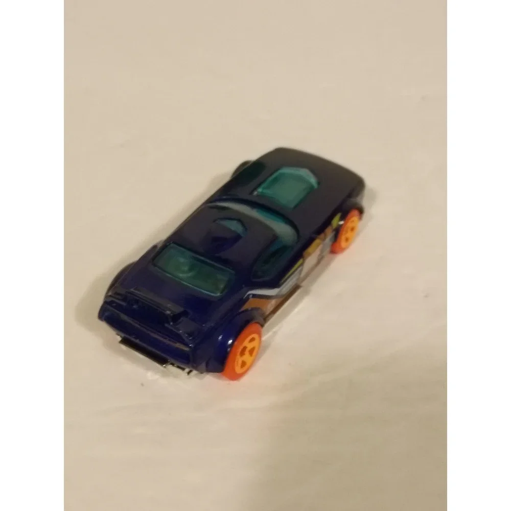 Hot Wheels Fast Fish Navy Blue Teal Windows Orange Wheels Loose 1/64 Scale Car